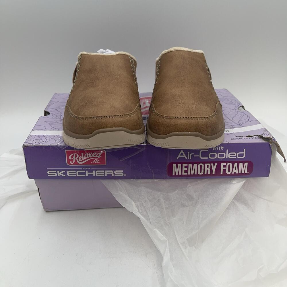 Skechers Easy Going Sundaze Clog Shoes Womens Brown Faux Suede Vegan Size 10